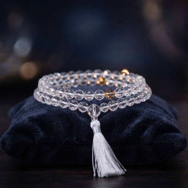 Clear Quartz (Sphatik) Mala — 108 Beads