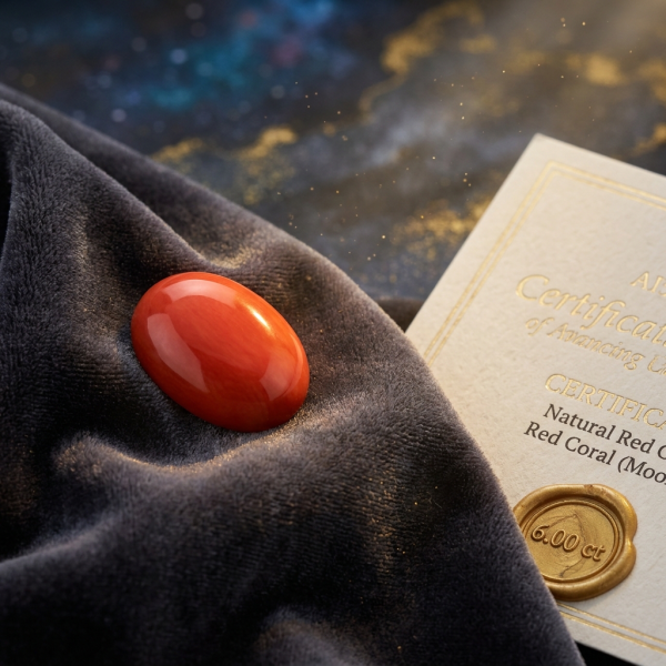 Red Coral (Moonga) — Certified, 6.00 ct