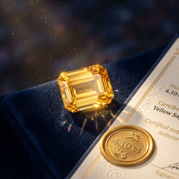 Yellow Sapphire (Pukhraj) — Certified, 4.10 ct